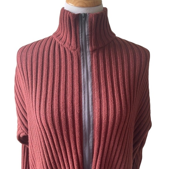 Bryn Walker Copper Brown Ribbed Zip Sweater Small - Picture 2 of 9